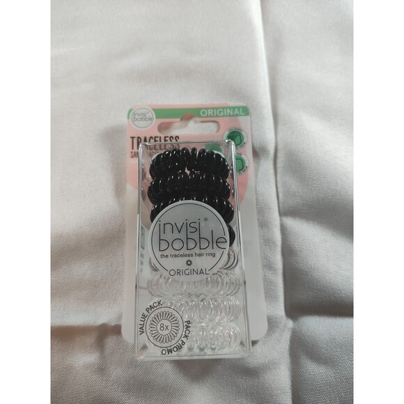 Invisibobble ORIGINAL Multipack 8 pieces Crystal Clear True Black Hanging Pack - Picture 1 of 2